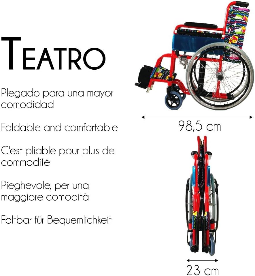 Mobiclinic - Modelo Teatro, Silla de ruedas ortopédica, plegable, para minusválidos.