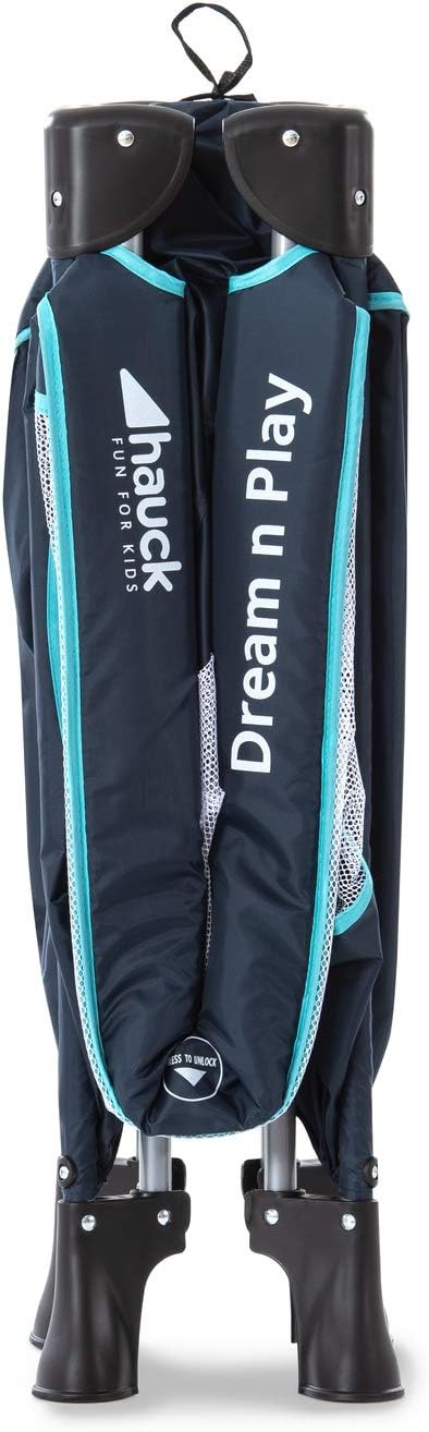 Hauck Dream N Play Plus - Cuna de Viaje desde el Nacimiento hasta 15 kg, Bolsa de Transporte, 120 x 60 cm - Navy/Turquesa