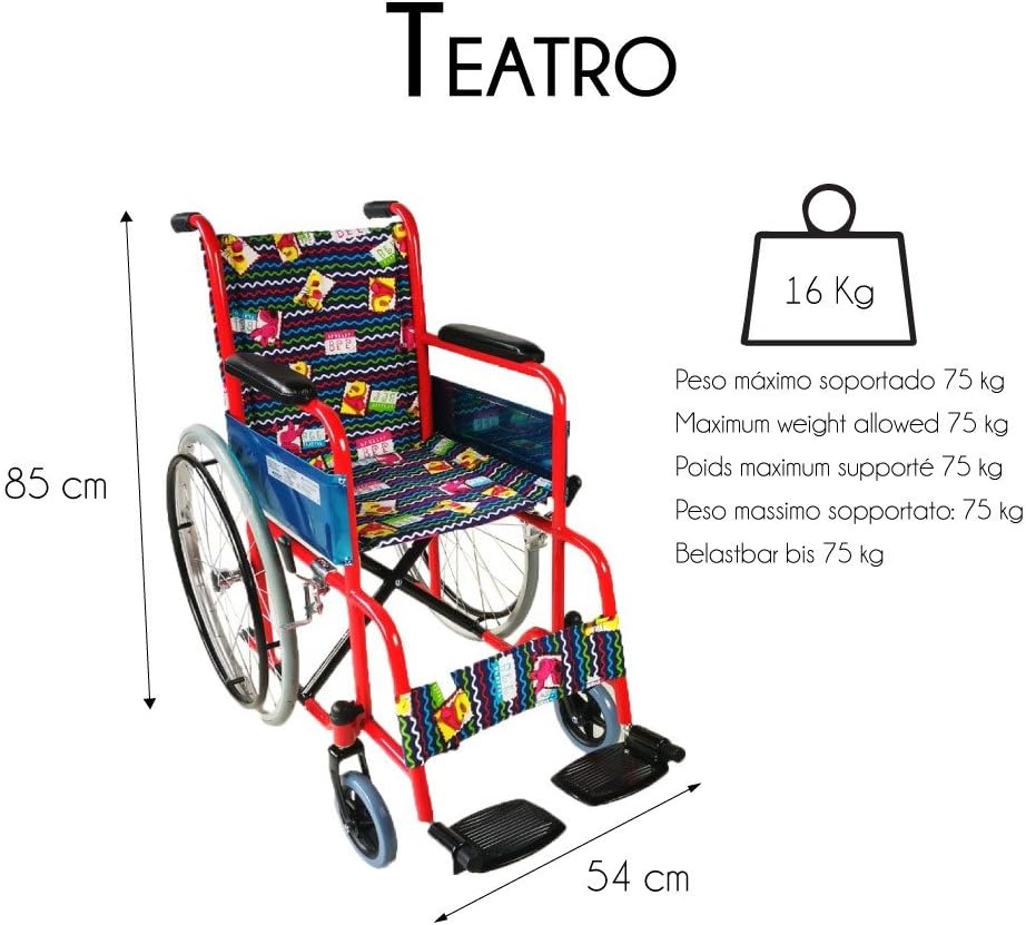 Mobiclinic - Modelo Teatro, Silla de ruedas ortopédica, plegable, para minusválidos.