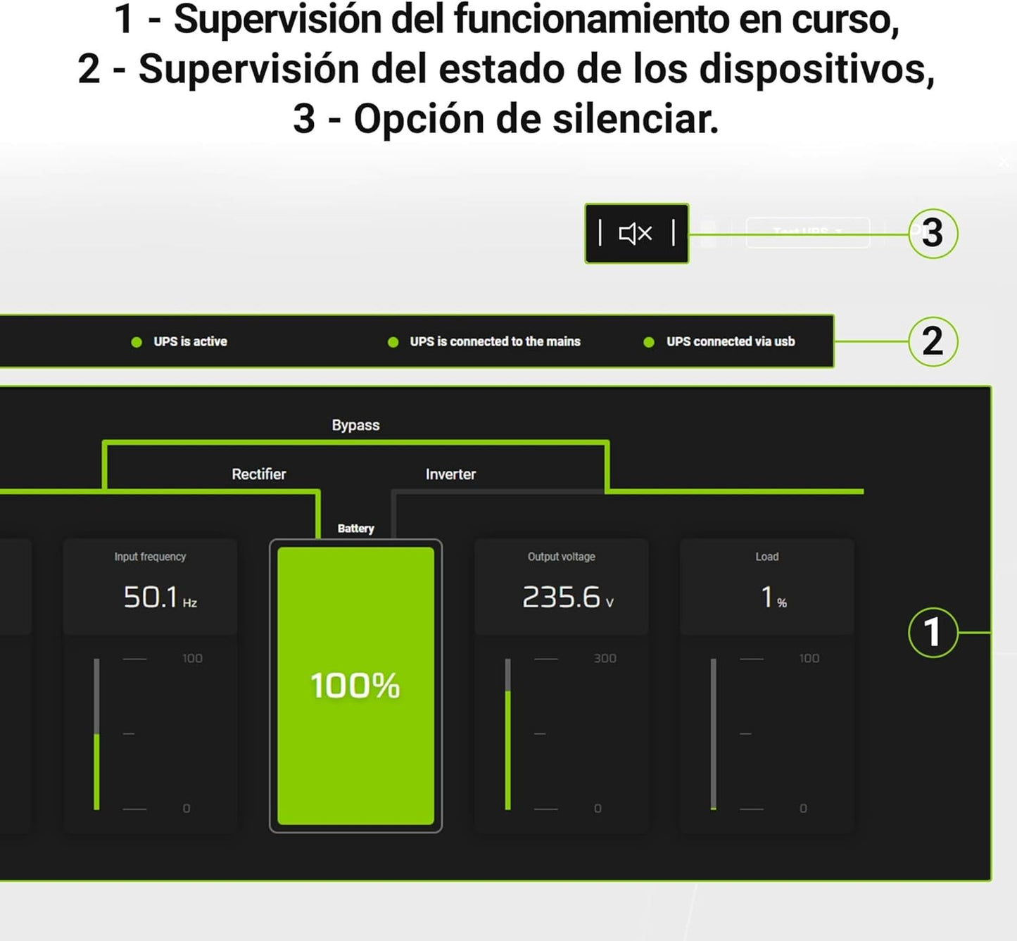 Green Cell SAI Sistema de alimentación ininterrumpida UPS Potencia 600VA (360W) 230V Fuente de alimentación Continua - Pantalla LCD