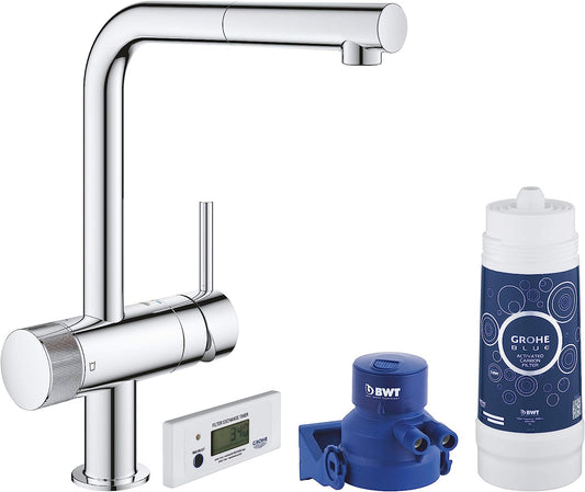 Grohe Blue Pure Minta Supersteel - Grifo de cocina con filtro de agua